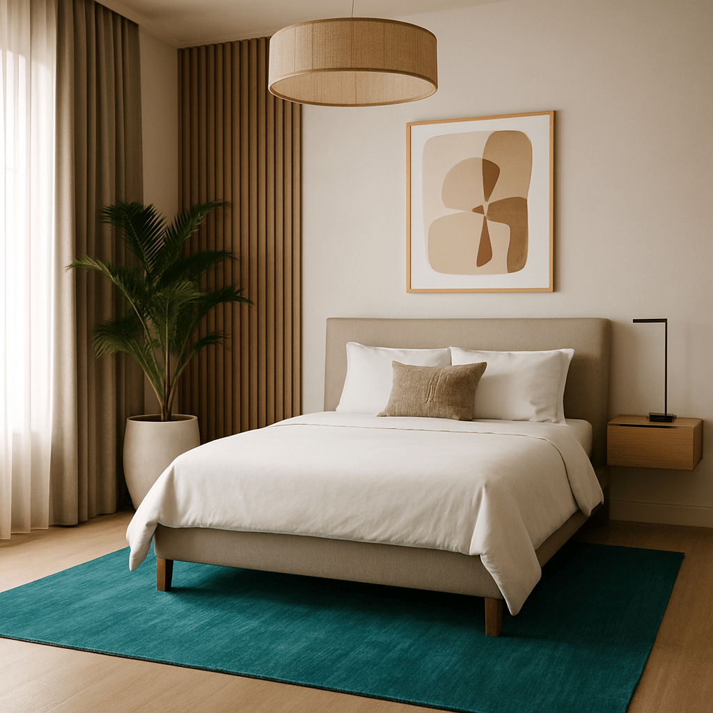 Tapis bleu cobalt | Laine de luxe tissée à la main