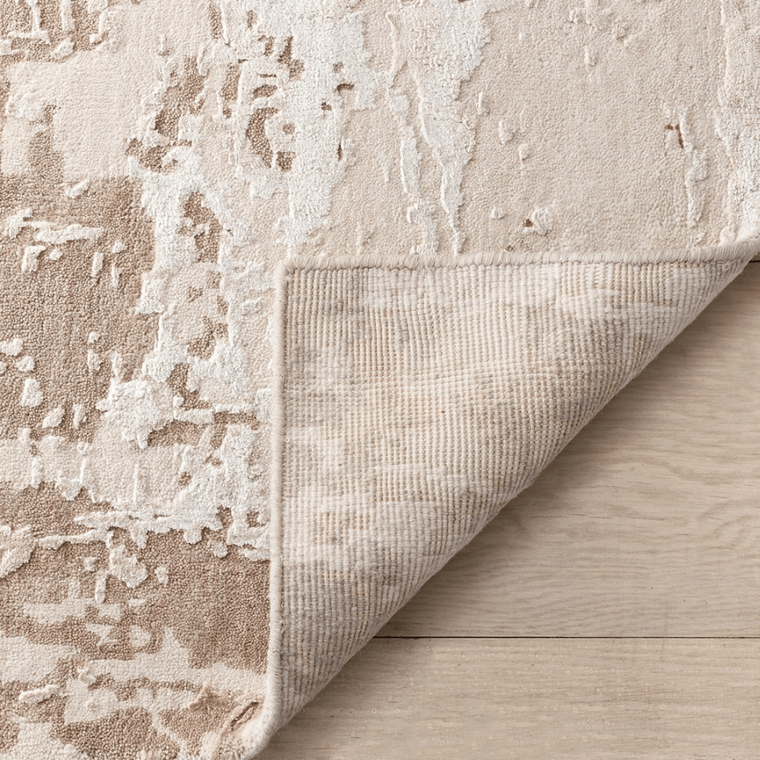 Tapis de pierre crème | Laine et soie de luxe, noué à la main