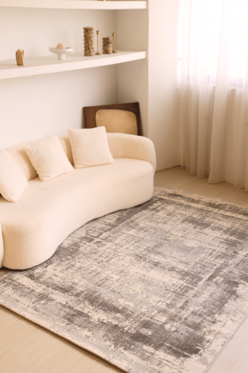 Tapis de luxe à motif treillis ivoire | Série Carlton Modern