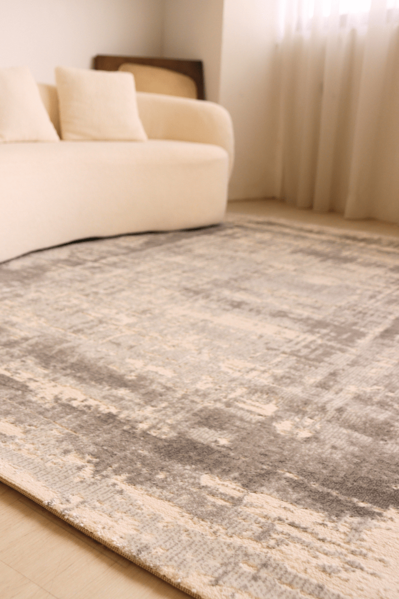 Tapis de luxe à motif treillis ivoire | Série Carlton Modern