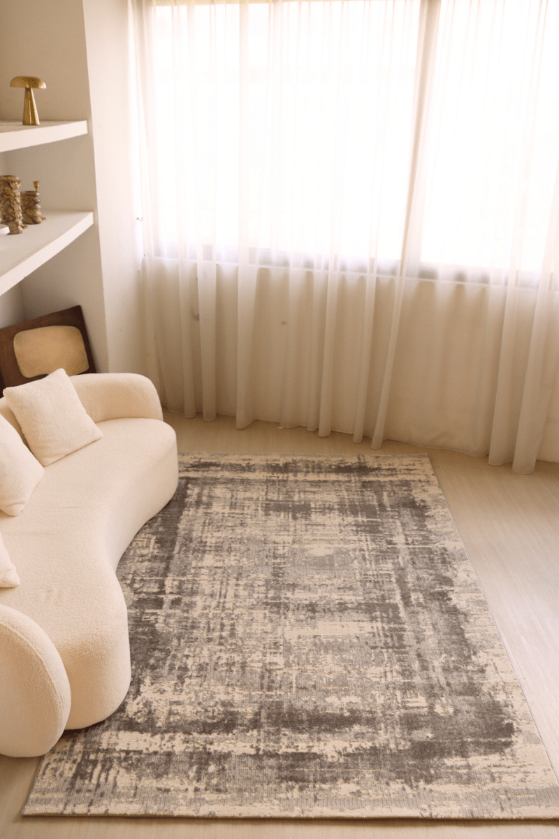 Tapis de luxe à motif treillis ivoire | Série Carlton Modern