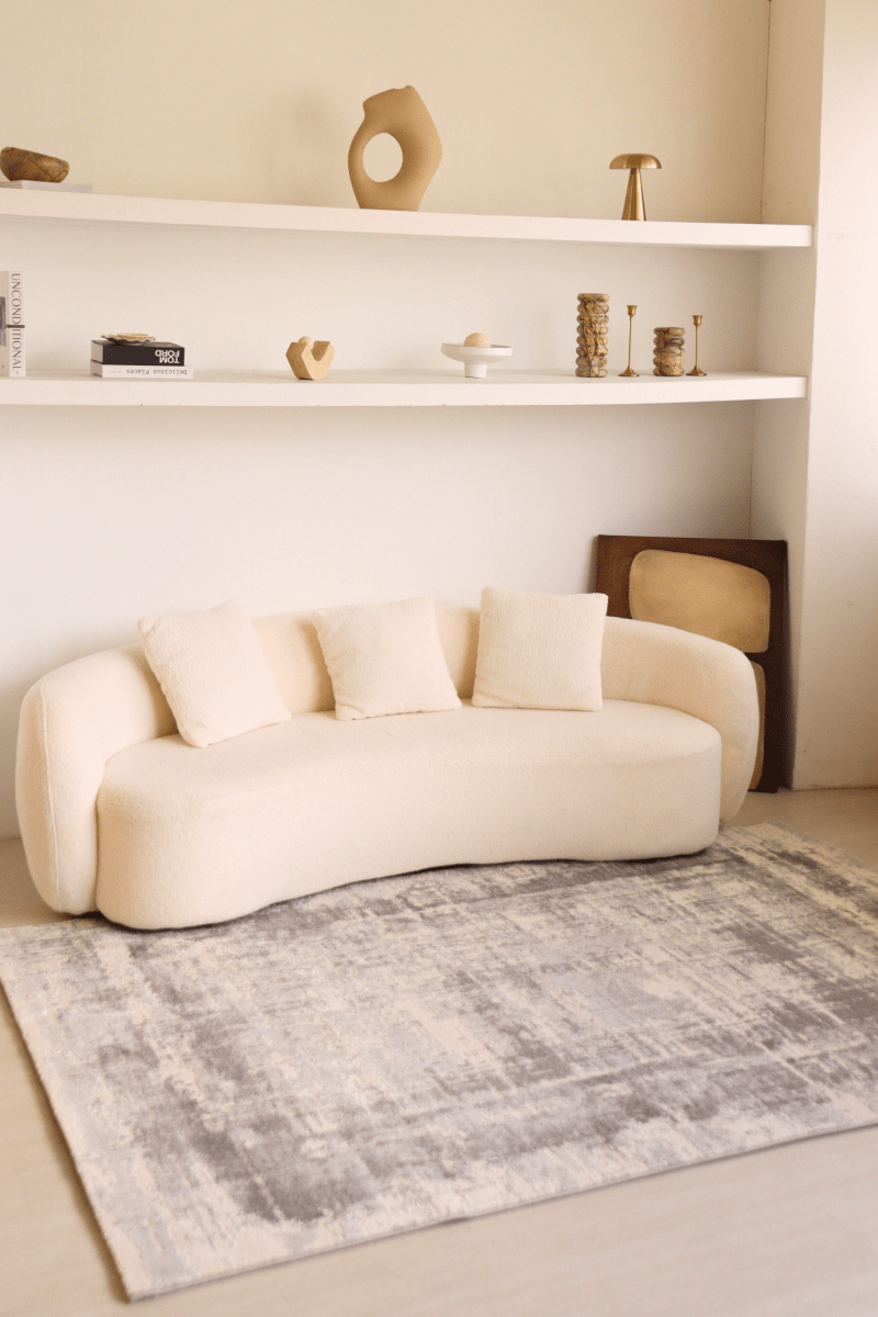 Tapis de luxe à motif treillis ivoire | Série Carlton Modern