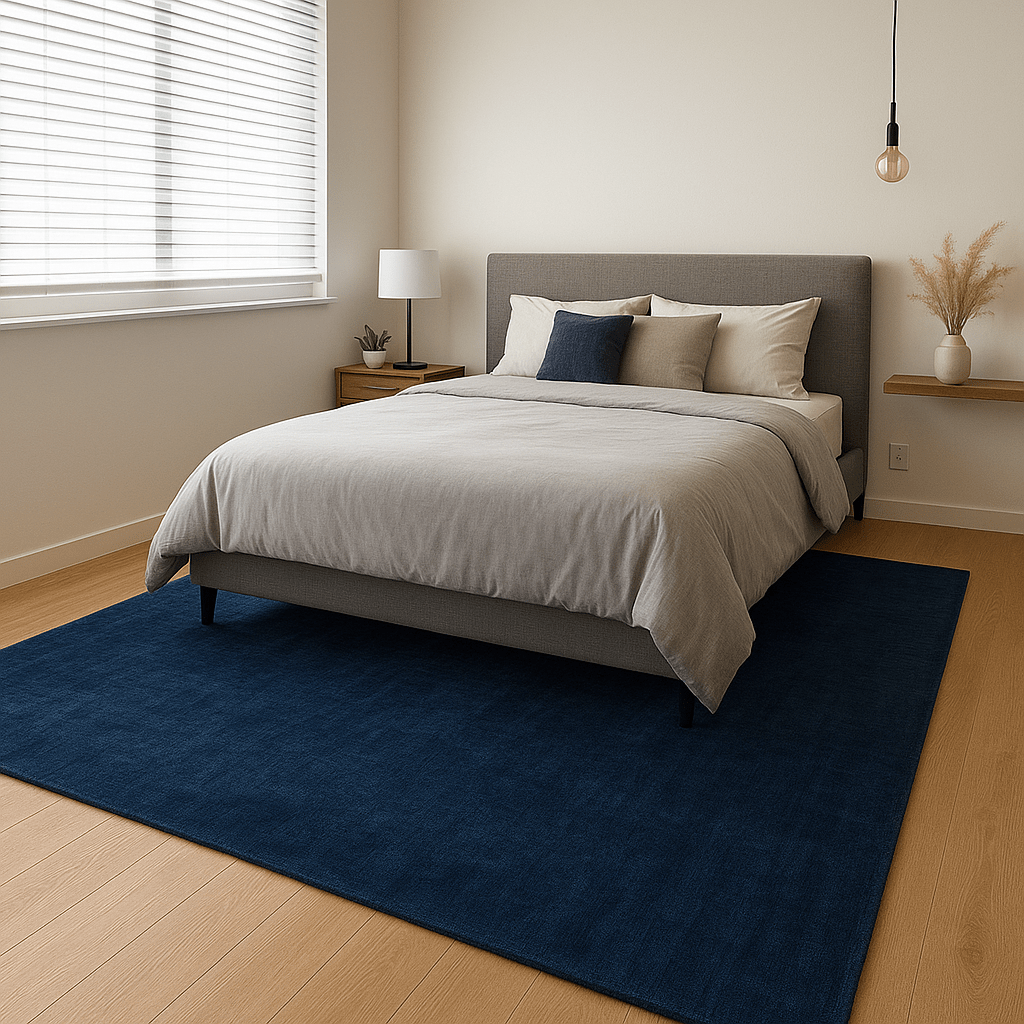 Tapis bleu roi | Laine de luxe tissée à la main