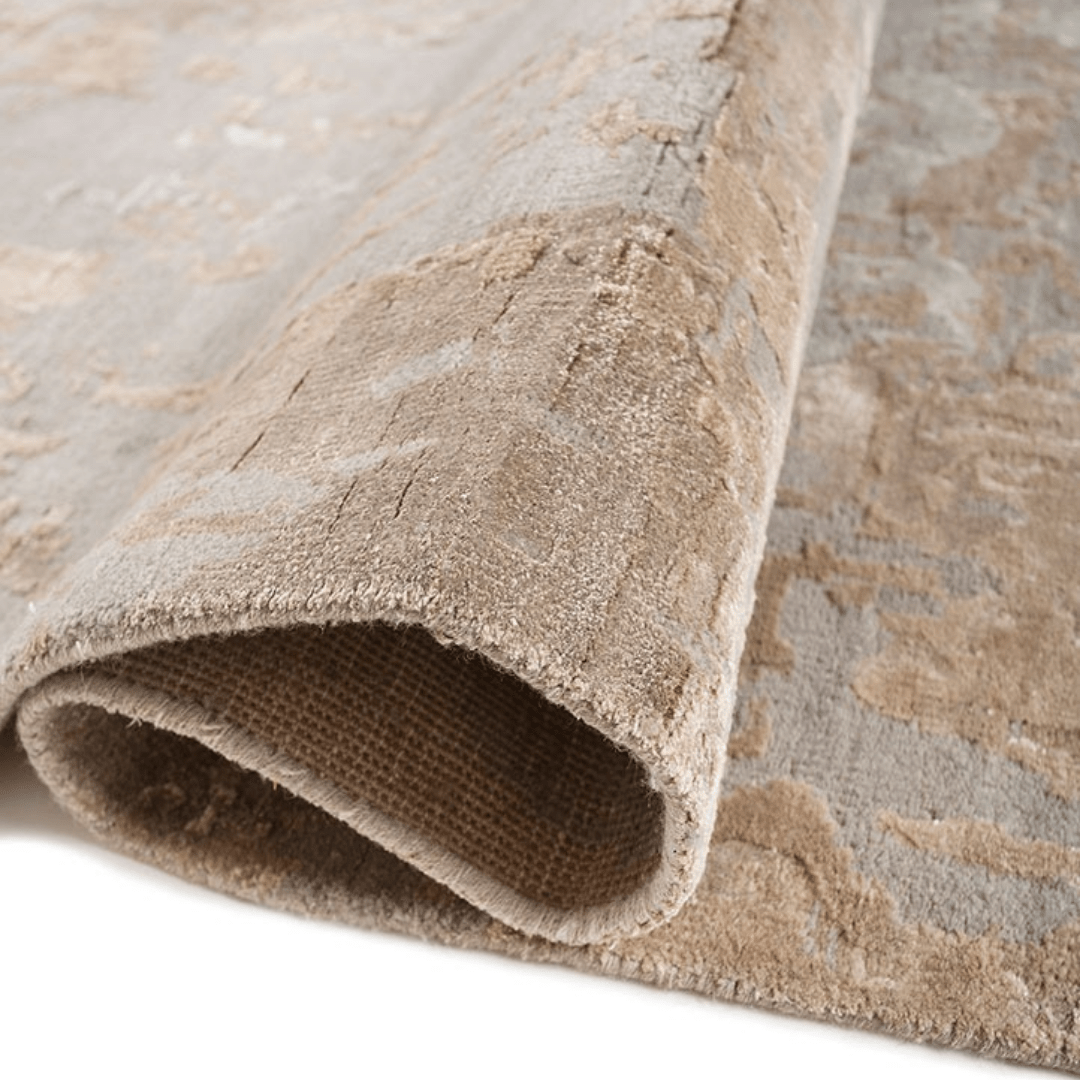 Tapis Silversand Gold | Laine et soie de luxe, noué à la main