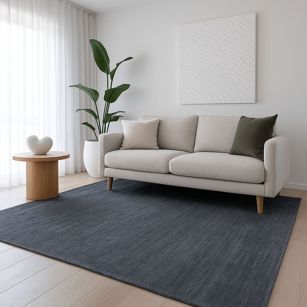Tapis bleu cendré | Laine de luxe tissée à la main