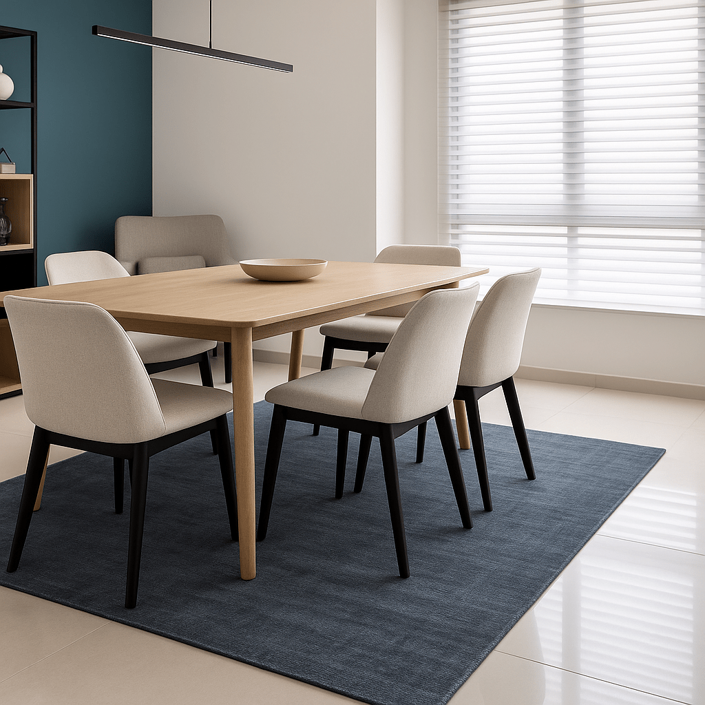 Tapis bleu cendré | Laine de luxe tissée à la main