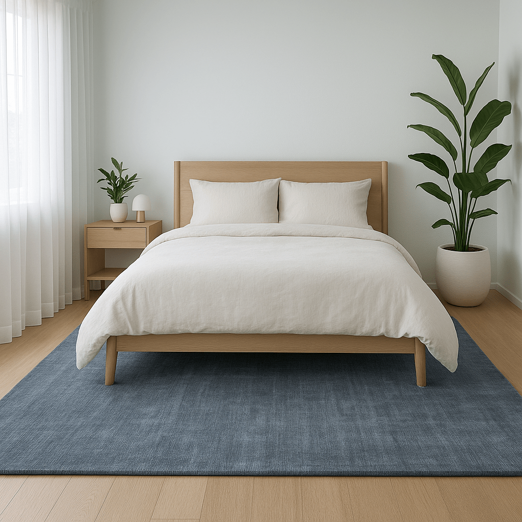 Tapis bleu cendré | Laine de luxe tissée à la main