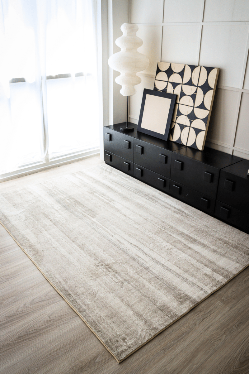 Tapis Cascade beige | Moderne | Série Polyfibre Cachemire