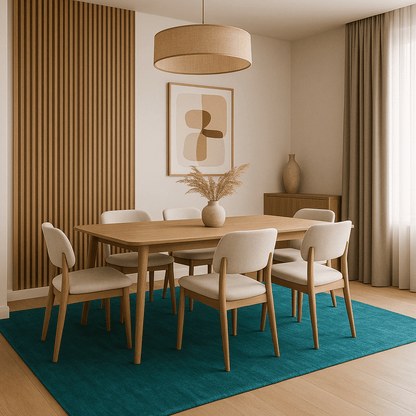 Tapis bleu cobalt | Laine de luxe tissée à la main