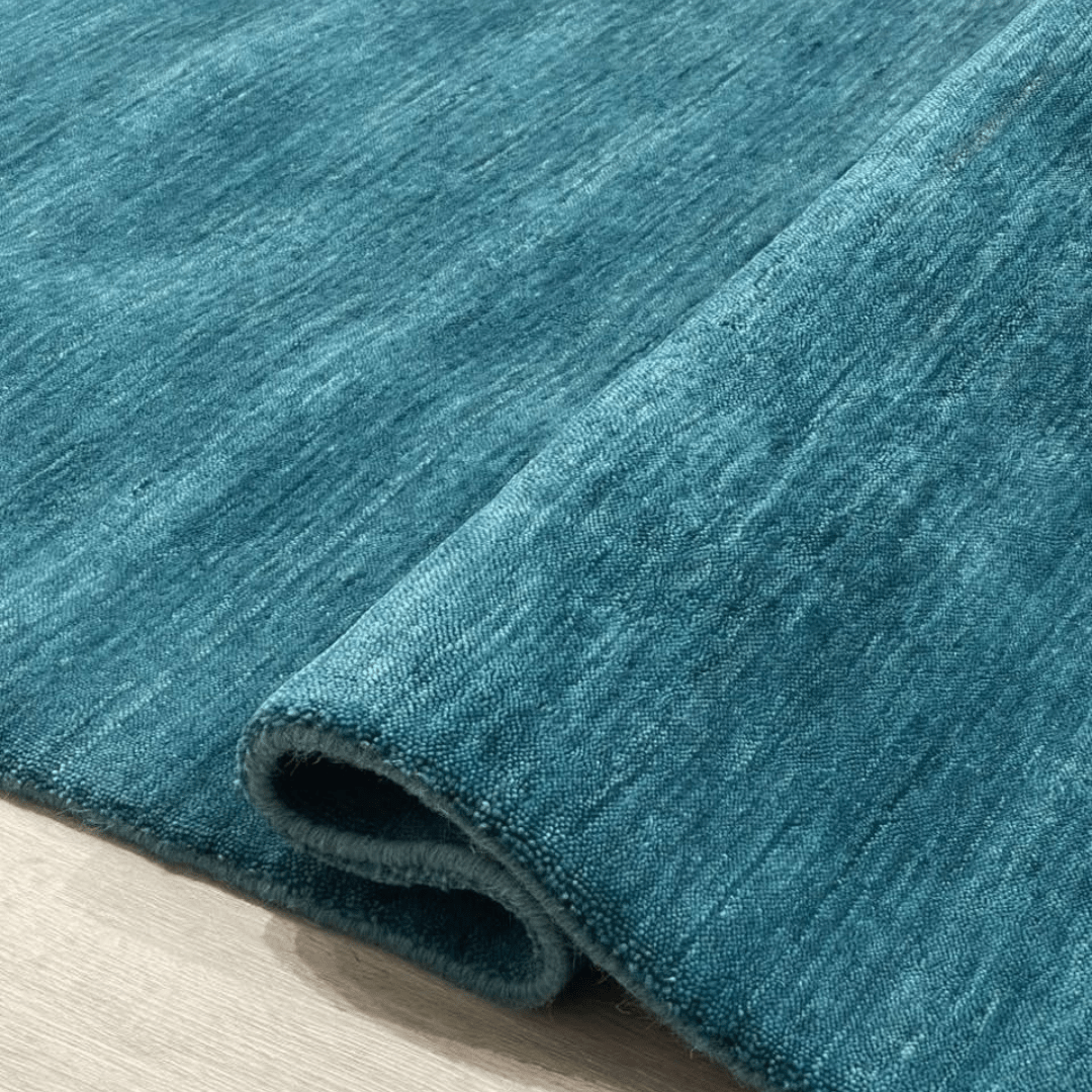 Tapis bleu cobalt | Laine de luxe tissée à la main