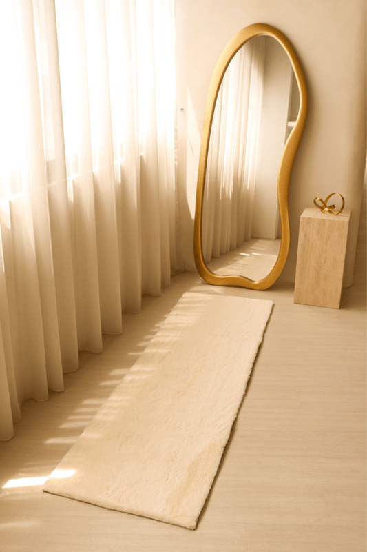 Tapis de couloir blanc crème | Série Cloud Fur