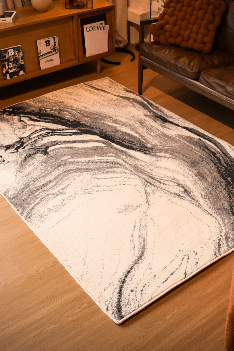 Tapis tourbillon d'encre | Série Wilton Dyed