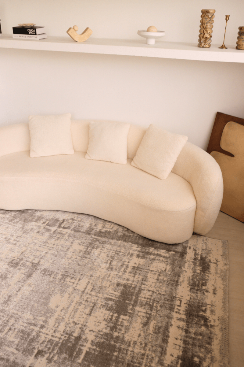 Tapis de luxe à motif treillis ivoire | Série Carlton Modern