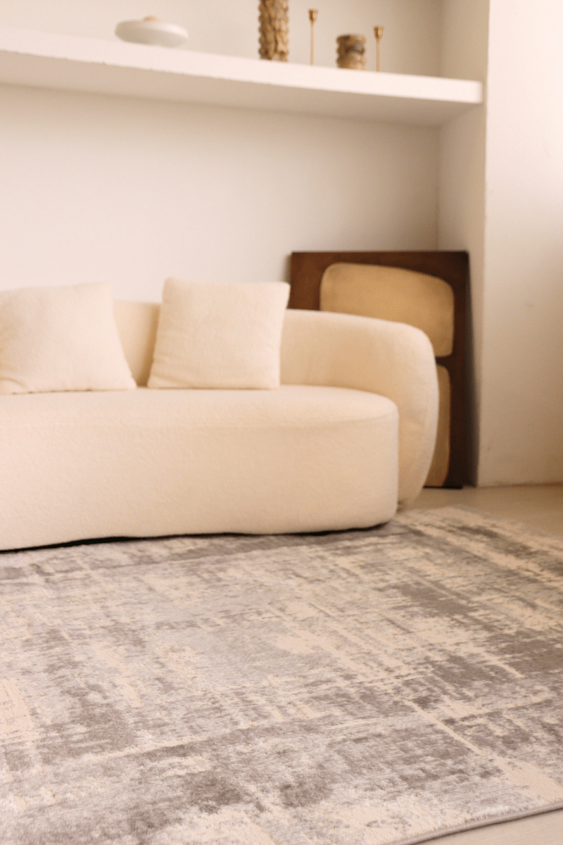 Tapis de luxe à motif treillis ivoire | Série Carlton Modern