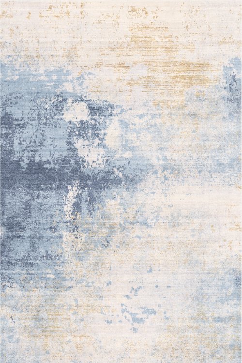 Tapis Cascade Bleu Or | Moderne | Série Polyfibre Cachemire