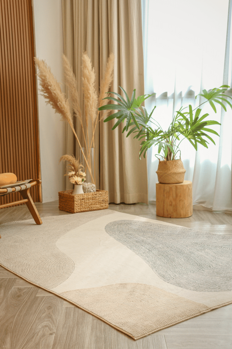 Tapis Sandy Grey Shores | Scandinave | Série Polyfibre Cachemire