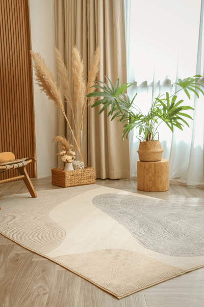 Tapis Sandy Grey Shores | Scandinave | Série Polyfibre Cachemire