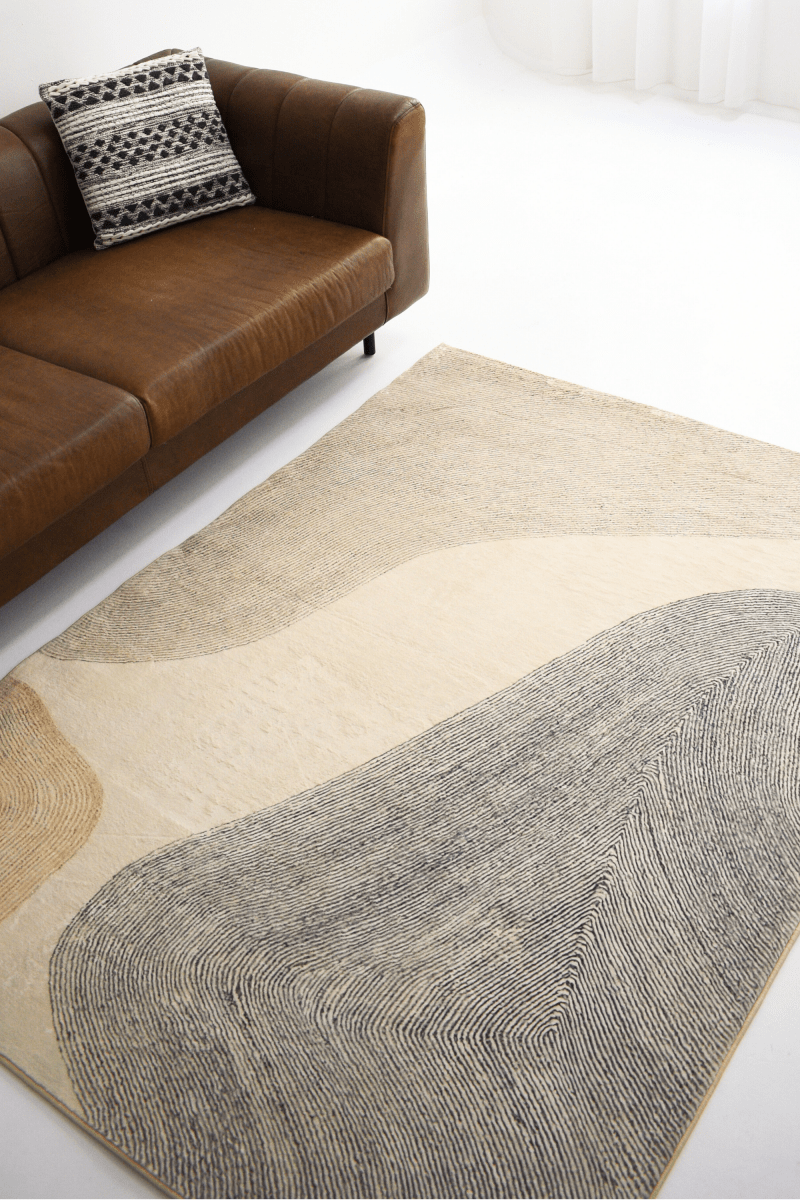 Tapis Sandy Grey Shores | Scandinave | Série Polyfibre Cachemire