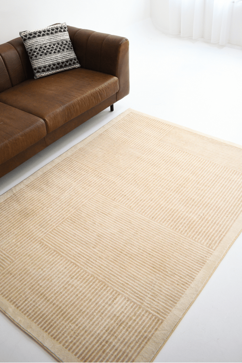 Tapis Sandy Stripes | Scandinave | Série Polyfibre Cachemire