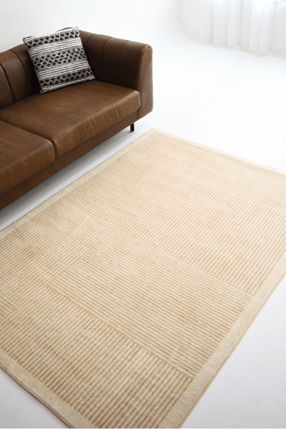 Tapis Sandy Stripes | Scandinave | Série Polyfibre Cachemire