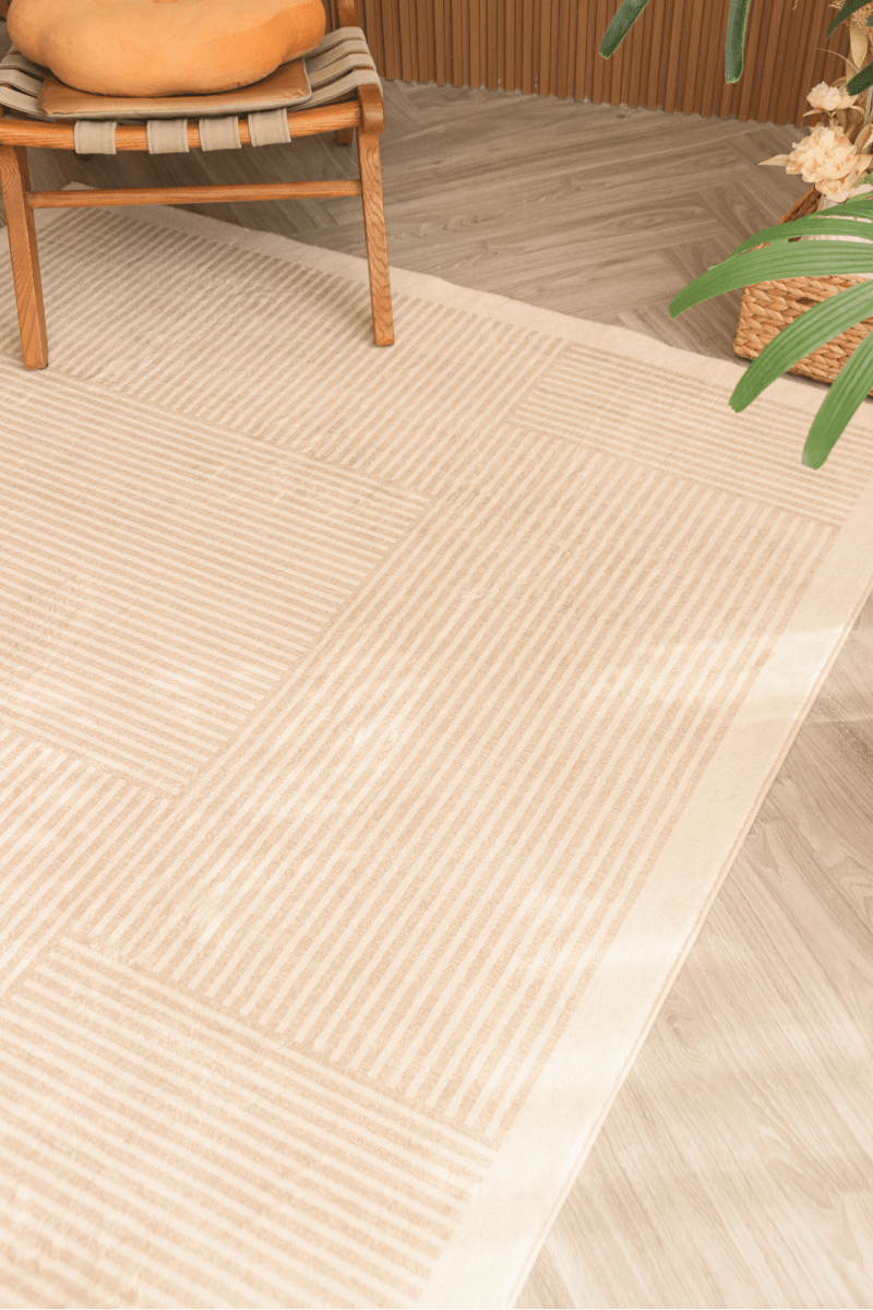 Tapis Sandy Stripes | Scandinave | Série Polyfibre Cachemire