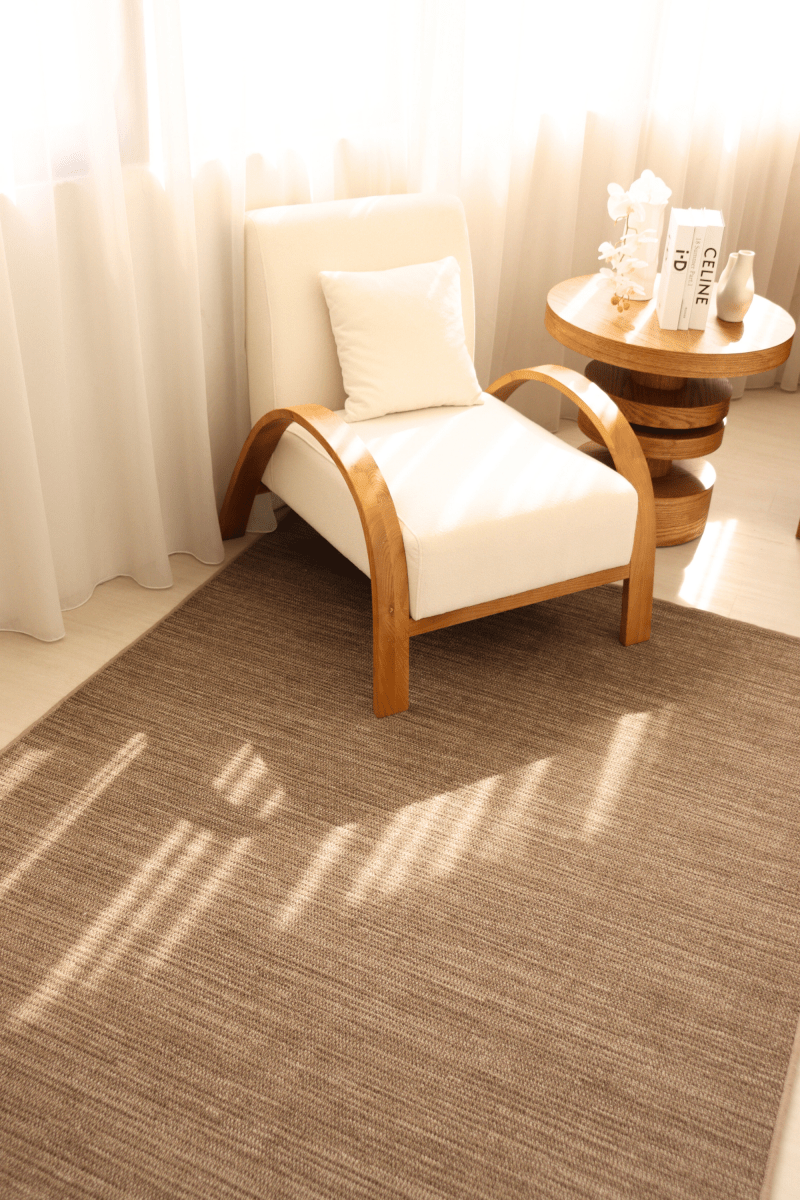 Tapis à poils bouclés multicolores couleur noyer et crème | Série Earth